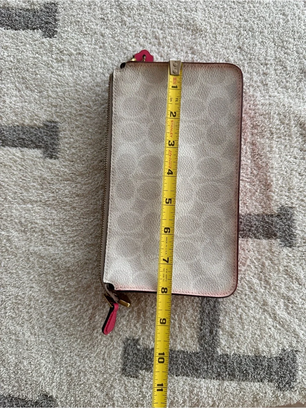 Coach Cream Canvas Wallet with Pink Trim